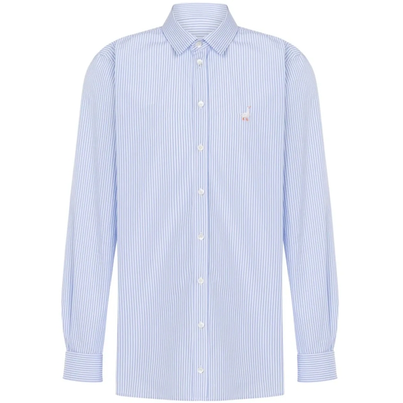 Moschino Hemd Light Blue Vertical Stripe Poplin Shirt Blue