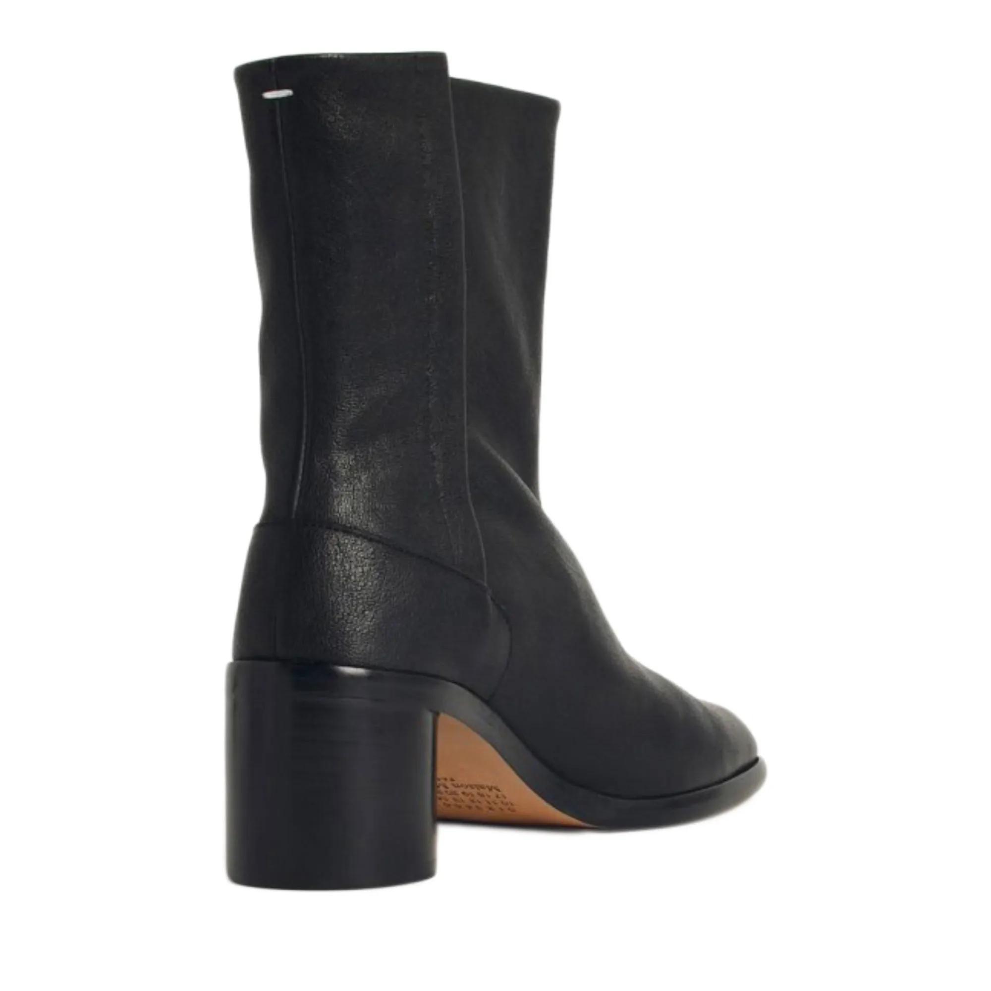 Maison Margiela Tabi Black Leather Ankle Boots Black Stiefel