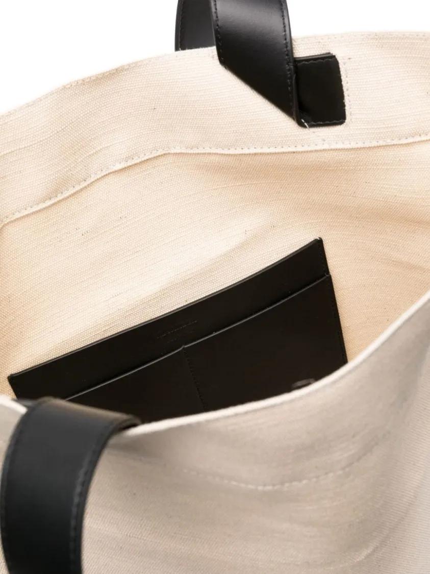 Thumbnail - Jil Sander Shopper & Totes - Ivory White Canvas Tote Bag With Leather Trim And - Gr. unisize - in Beige - für Damen