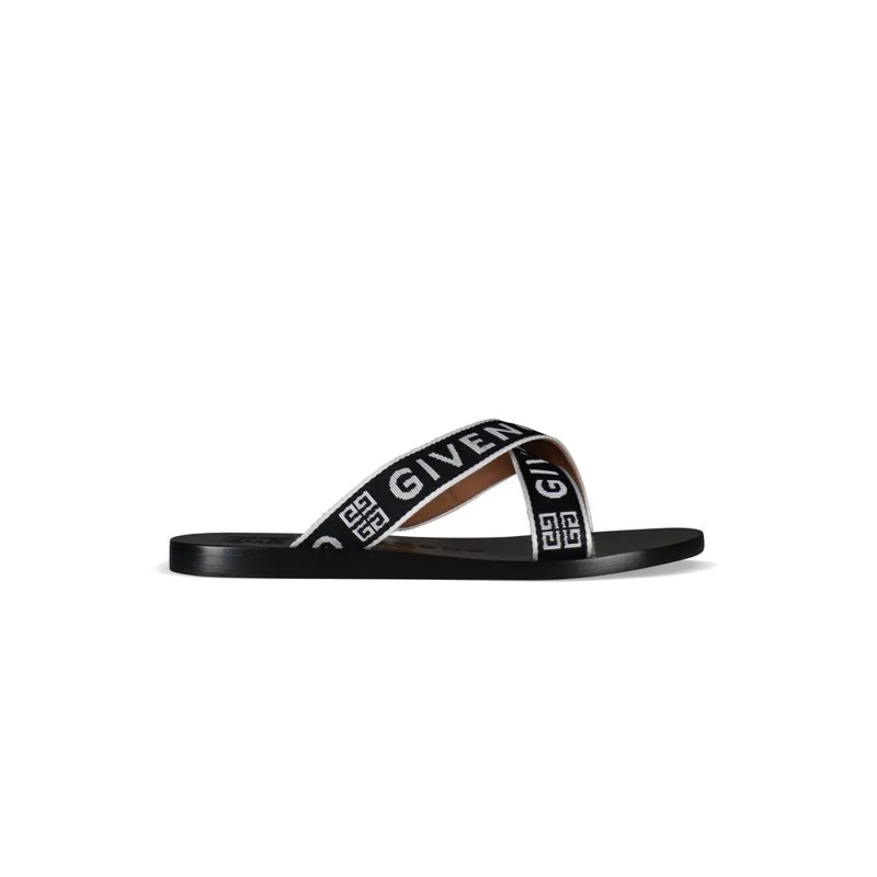 Givenchy Sandalen Crossed Fabric Strap Sandals With Logo Black