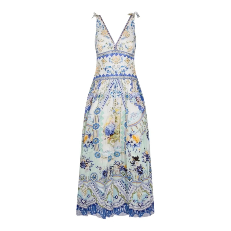Camilla Robe midi Flowing Silhouette Dress With Elegant Design Blue