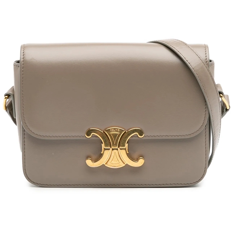 Celine Schultertasche Teen Shiny Calfskin Triomphe Crossbody braun