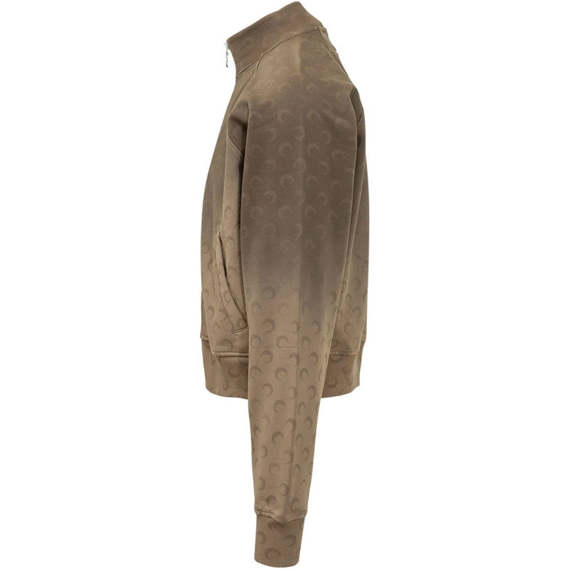 Marine Serre Gilet Felpa con Zip e Collo Alto taupe(Image 3)