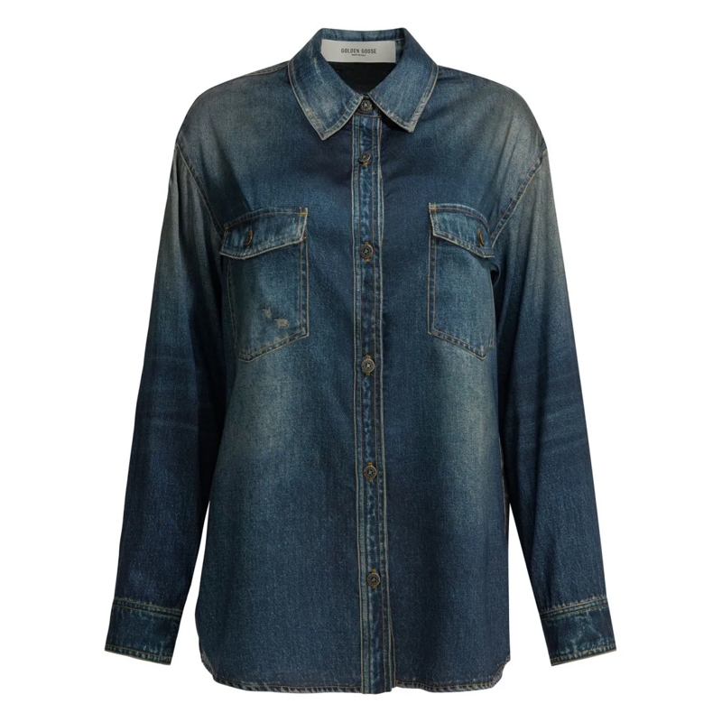 Golden Goose Spijkerjasje Denim-Style Jacket With Button-Down Front And Vint Blue