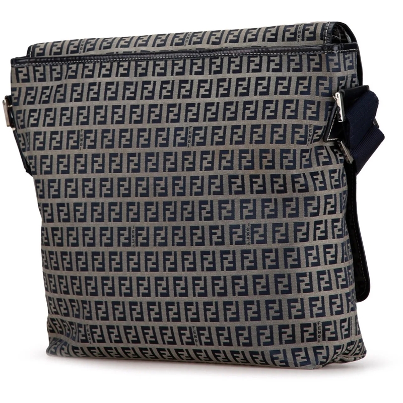 Fendi Schultertasche Zucchino Canvas Crossbody grau