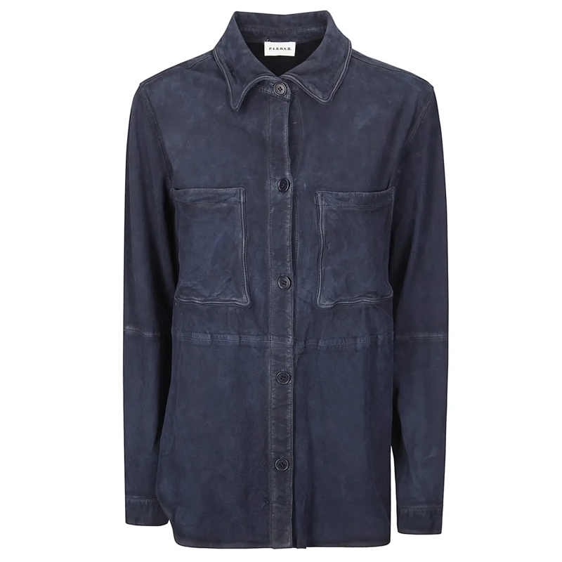 P.A.R.O.S.H. Chemise Button-Down Goat Suede Shirt Grey