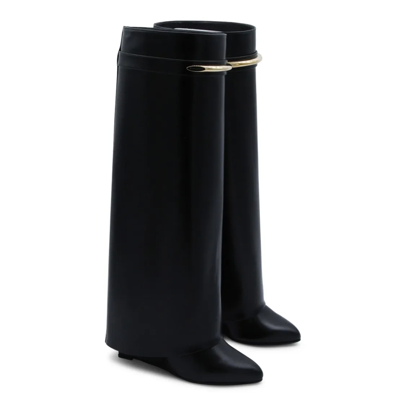 Givenchy Stiefel Black Knee-High Leather Boots Black(Image 2)