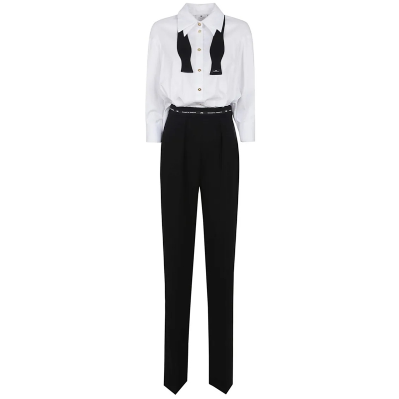 Elisabetta Franchi Combinaison Double Collar Jumpsuit Multicolor