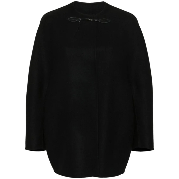 ポンチョ・ケープ Ermanno Scervino Rounded Black Wool Cape Ermanno Scervino Rounded Black Wool Cape Black | Cape