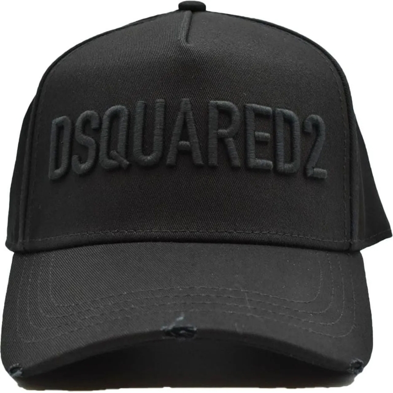 Dsquared2  Curved Visor Cotton Baseball Cap Black