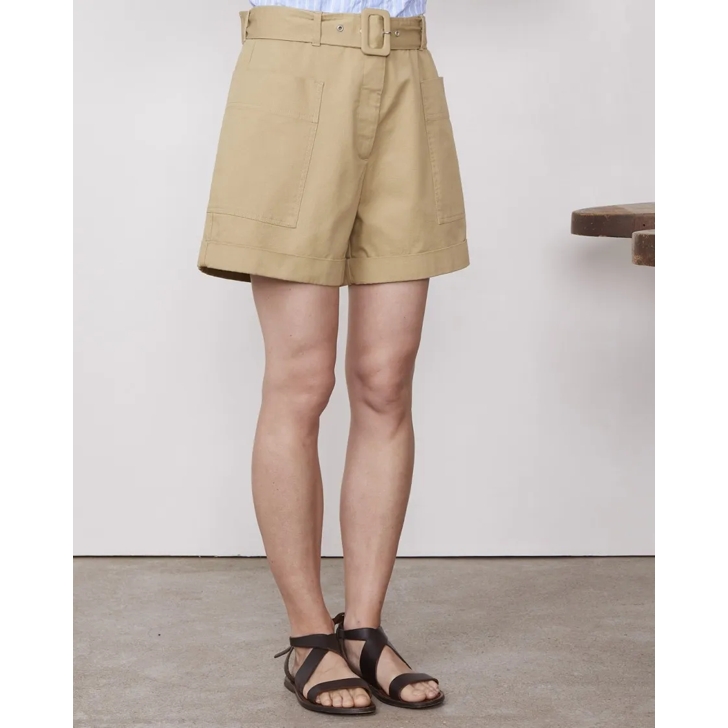 ショートパンツ Officine Generale Beige Mid-Waisted Shorts With Removable Officine Generale Beige Mid-Waisted With Removable Belt