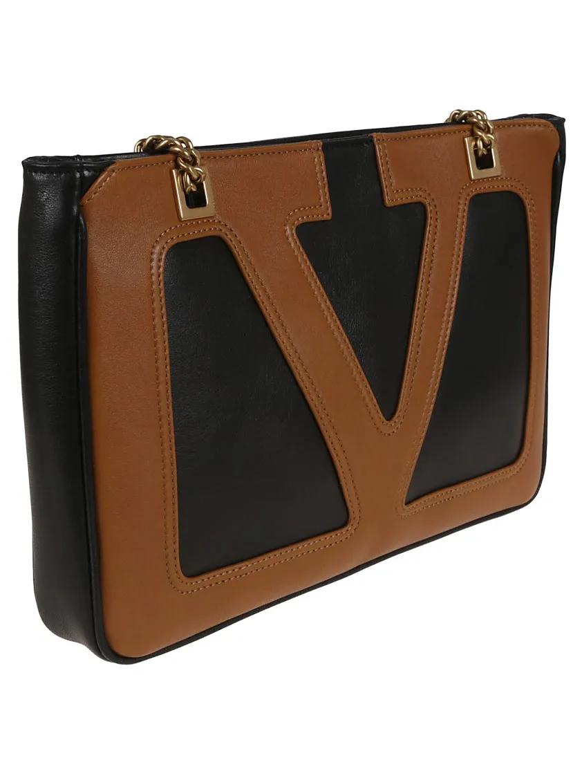 Valentino Hobo bags Black Nappa Leather Viva Superstar Small Tote Bag in zwart