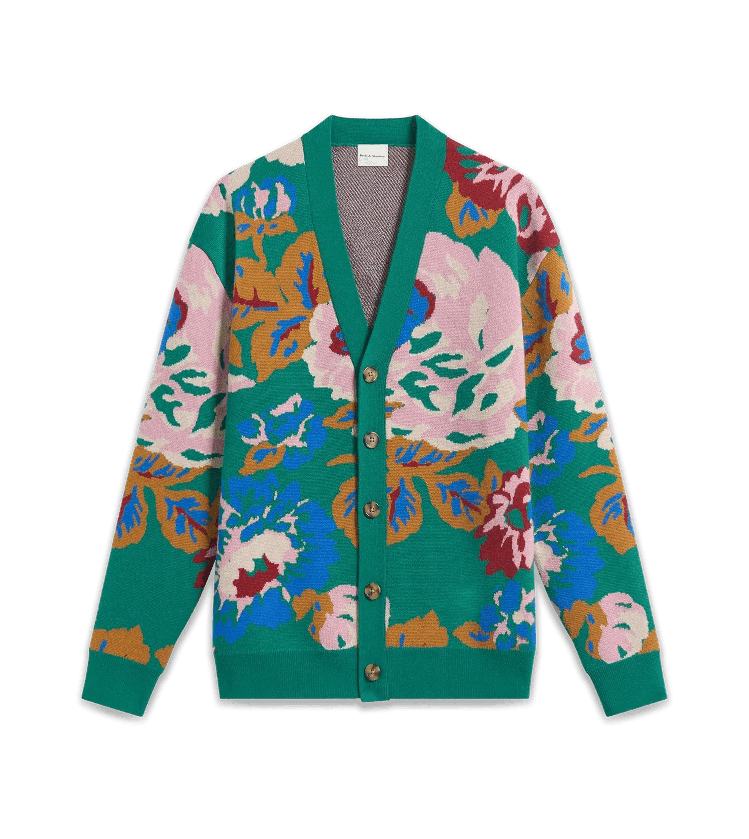 Drôle De Monsieur - Cardigan mit Pfingstrosen-Muster - Größe XL - grün