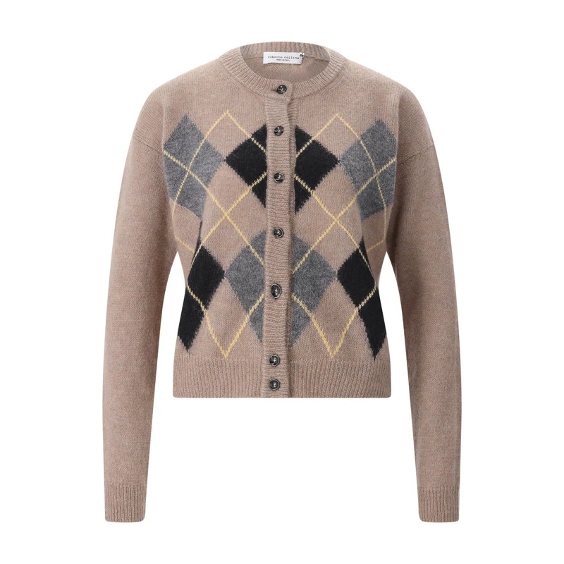 Roberto Collina Cardigan Strickjacke mit Argyle-Muster braun(Image 4)