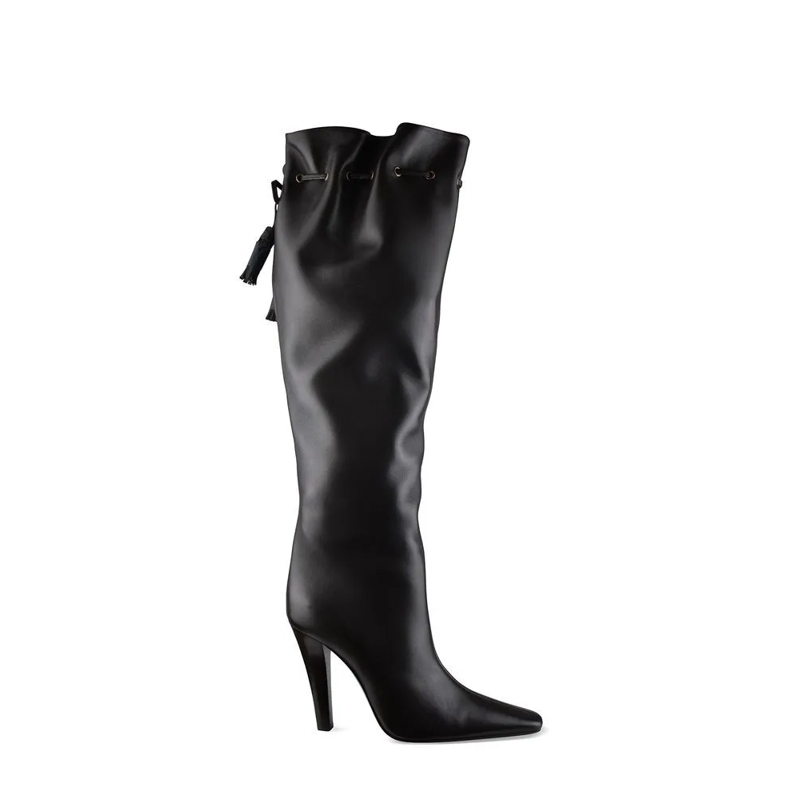 Saint Laurent Stiefel Gathered Boots Black