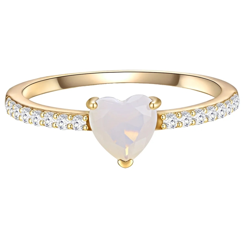 Glanzstücke München Ring Sterling Silber Ring Mondstein (synth.) Herz gold