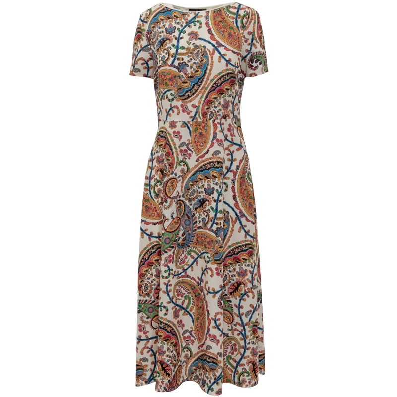 Etro Maxikleid Abito Midi a Ruota con Stampa Paisley mehrfarbig
