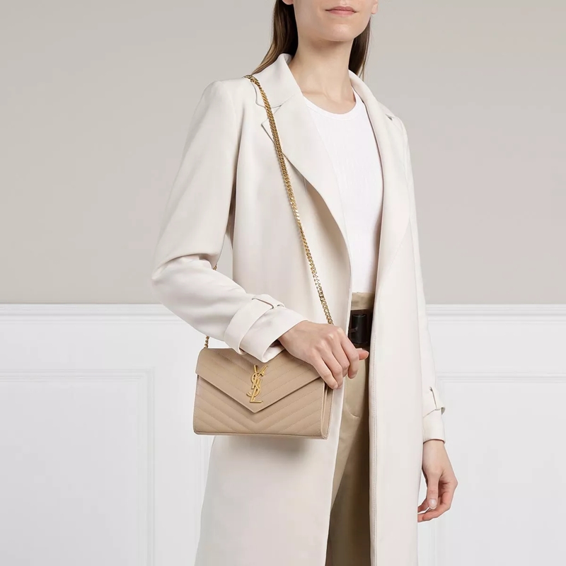 Saint Laurent Crossbody Bag Ysl Chain Wallet Monogram Dark Beige(Image 2)