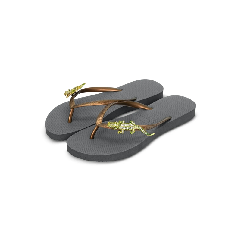 UZURII Flip Flops Zehentrenner Green Crocodile Switch silber(Image 3)