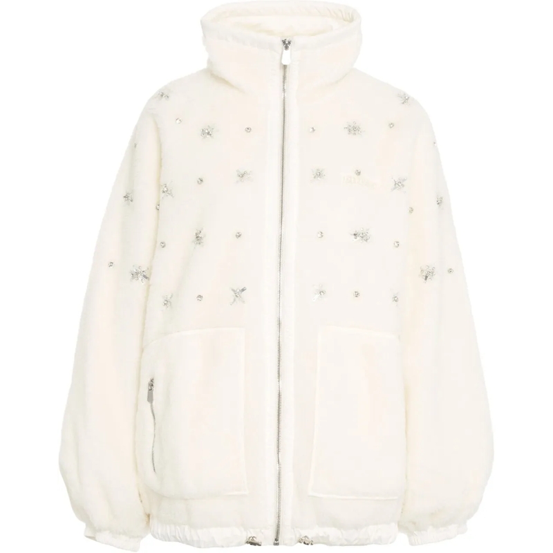 Pinko Veste de transition Faux fur jacket with rhinestones weiß