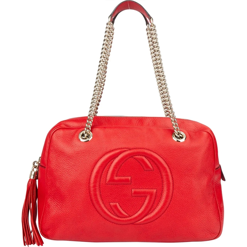 Gucci Sac à bandoulière Gucci Red Leather GG Soho Handbag rot