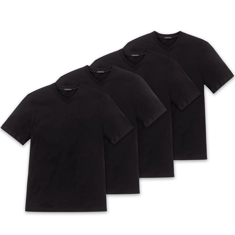 SCHIESSER Hemd American T-Shirt 4er Pack schwarz