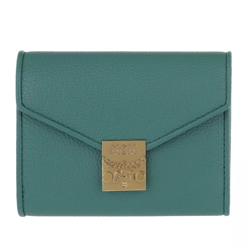 MCM Patricia Small Wallet Hopper Green Tri-Fold Portemonnaie