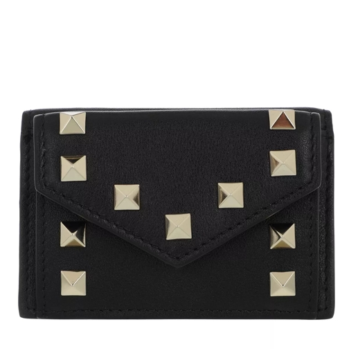 Valentino Garavani Rockstud Wallet Leather Black Vikbar plånbok