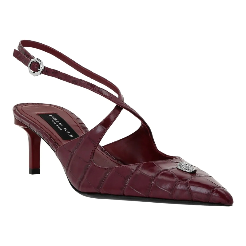 Philipp Plein Pumps Slingback-Schuhe Crocco Geprägt bordeaux