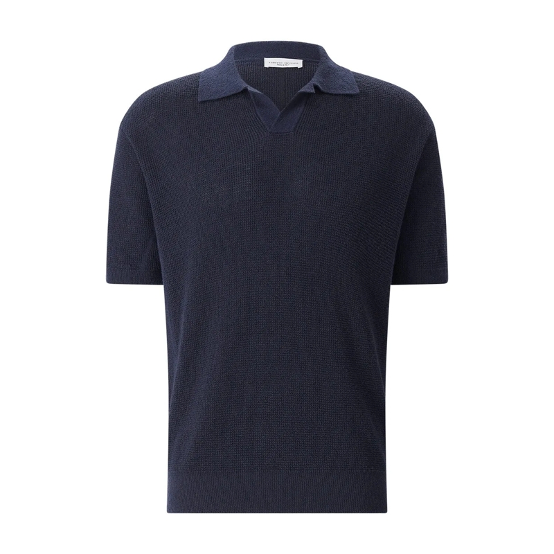 Roberto Collina Polo shirt Poloshirt aus Leinenmix blau