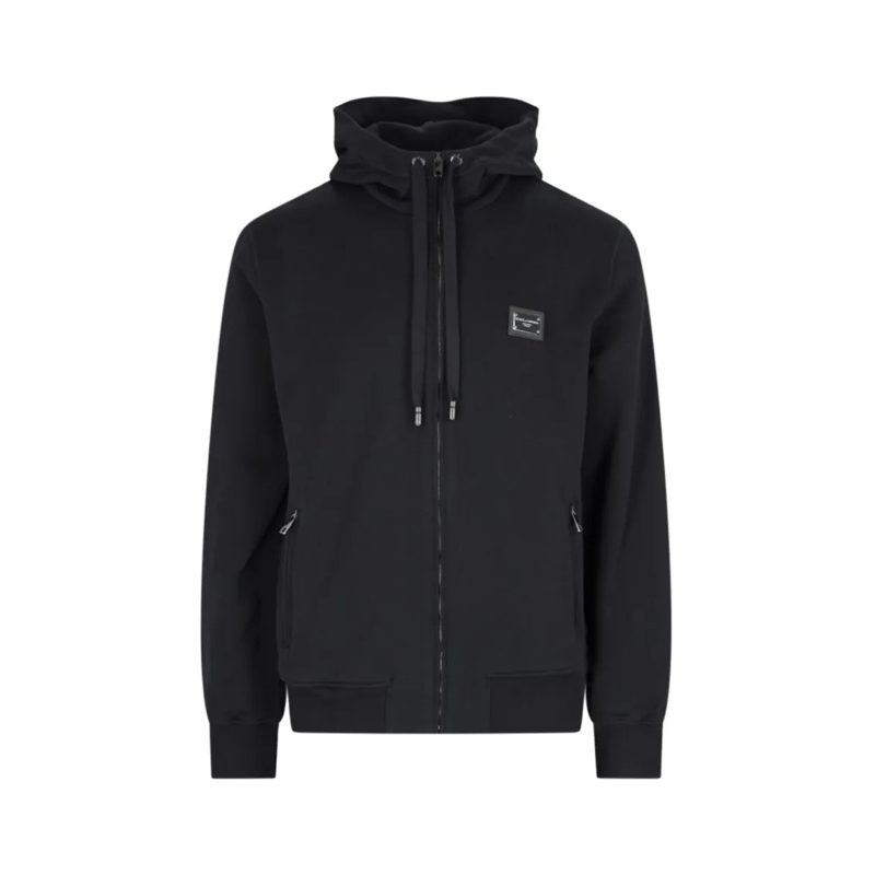 Dolce&Gabbana  Black Zip-Up Hoodie With Drawstring Black