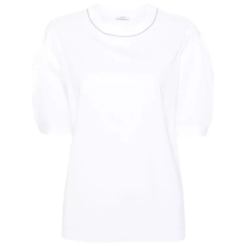 Peserico Bead-Trim Stretch-Cotton T-Shirt White 