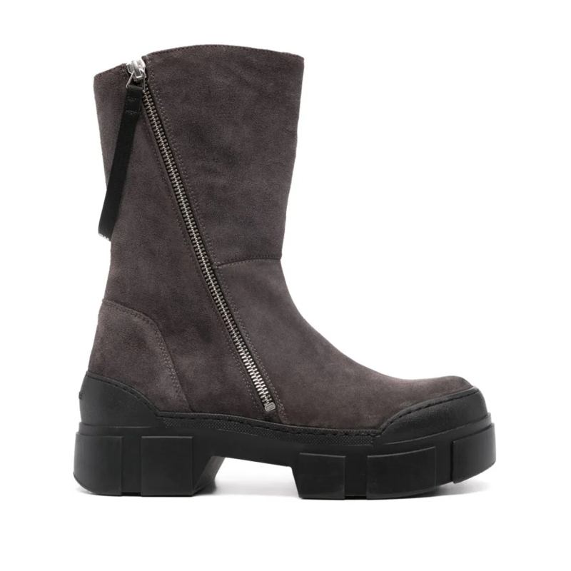 Vic Matié Stiefel Panelled Grey Calf Suede Ankle Boots Black