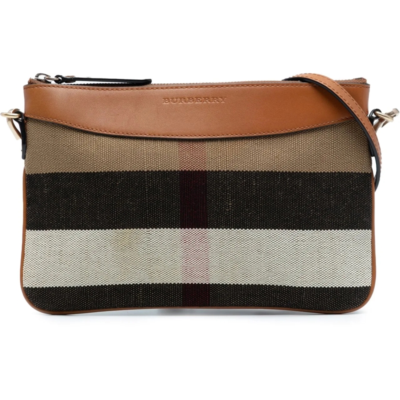 Burberry Schultertasche Mega Check Canvas Peyton Crossbody braun