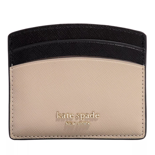 Kate Spade New York Spencer Leather Saffiano Leather Card Holder Warm Beige Black Kaartenhouder