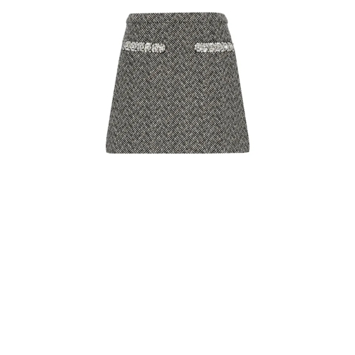 Self Portrait Wool Blend Mini Skirt Grey Mini jupes