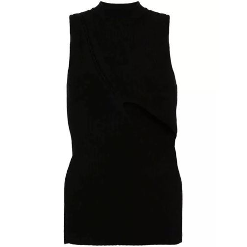 The Attico Cut-Out Ribbed-Knit Tank Top Black 