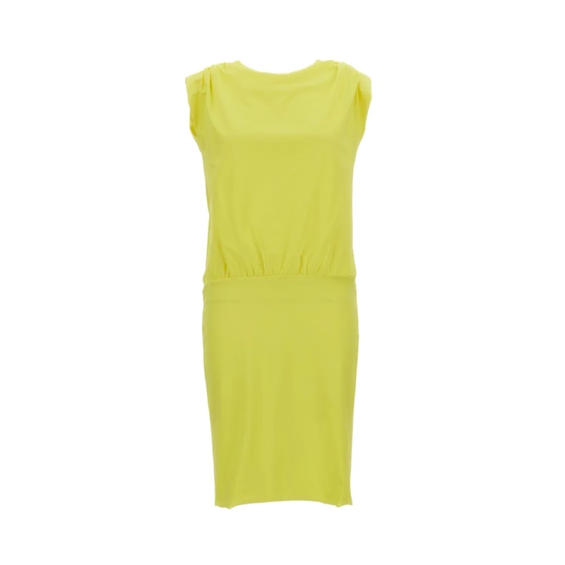 Irie' Robe midi Flowing Yellow Dress With Elegant Silhouette Yellow