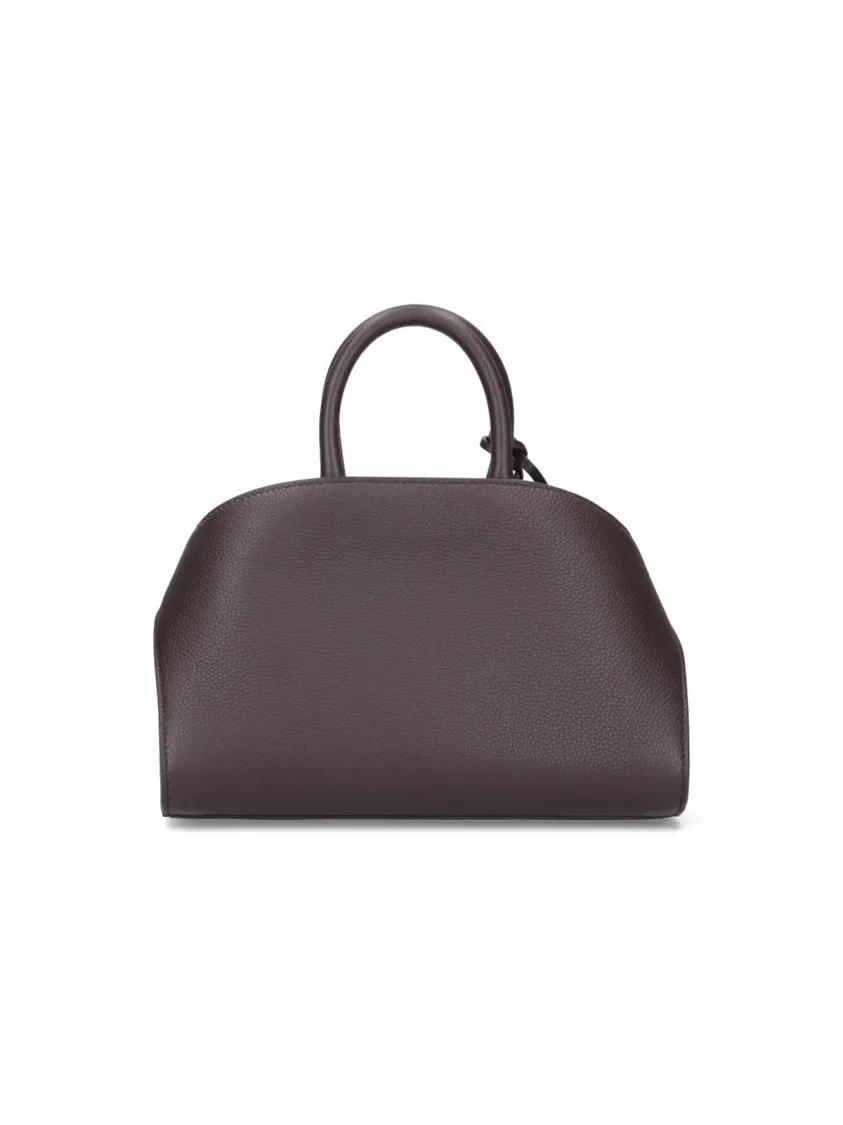 Salvatore Ferragamo Crossbody bags Structured Pebbled Leather Brown Handbag With Gold in bruin