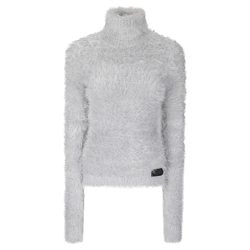 MM6 Maison Margiela Pull à col roulé Slim Fit Textured Turtleneck Pullover In Soft Fabr White