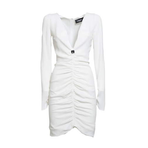 Dsquared2 Mini robes White Silk Gathered Short Dress White