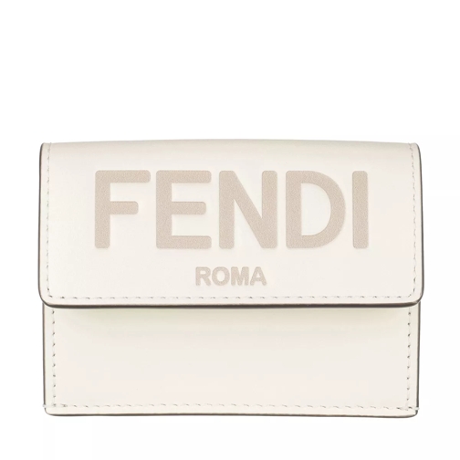 Fendi Logo Wallet Leather White Portemonnaie mit Überschlag