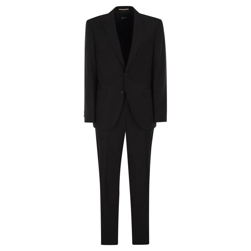 Boss Anzugkombination Regular Fit Suit In Wool And Elastane Blend Black