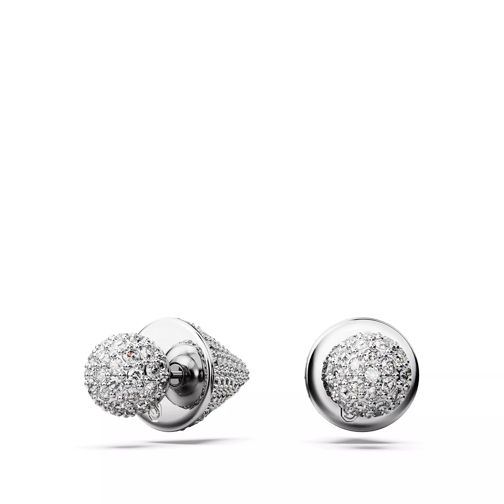 Swarovski Luna stud earrings, Moon, Rhodium plated White Stud