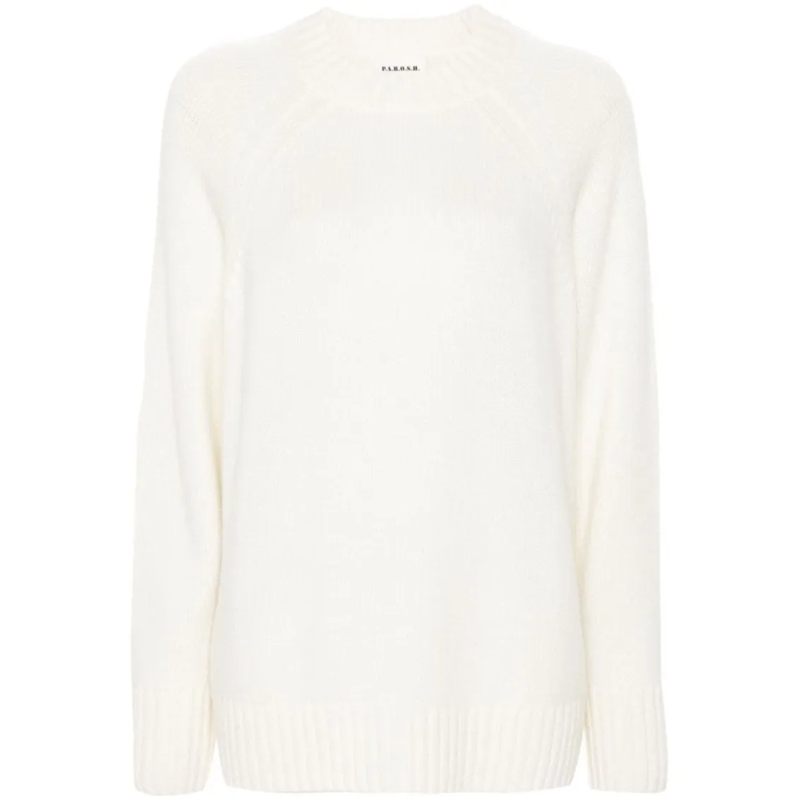 P.A.R.O.S.H. Pull Classic Crew Neck Sweater White
