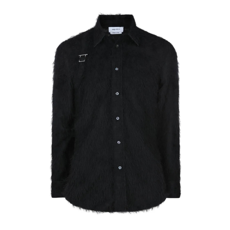 Alexander McQueen Overhemd Textured Button-Down Shirt Black