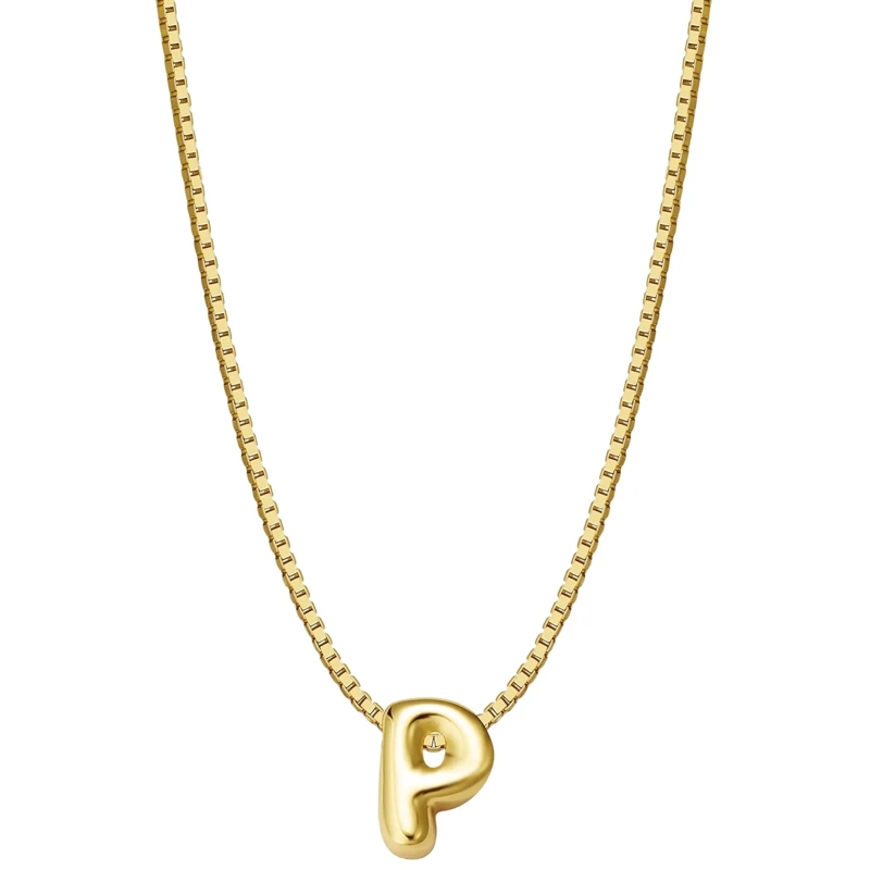 Glanzstücke München Mittellange Halskette Sterling Silber Halskette Buchstabe P gold