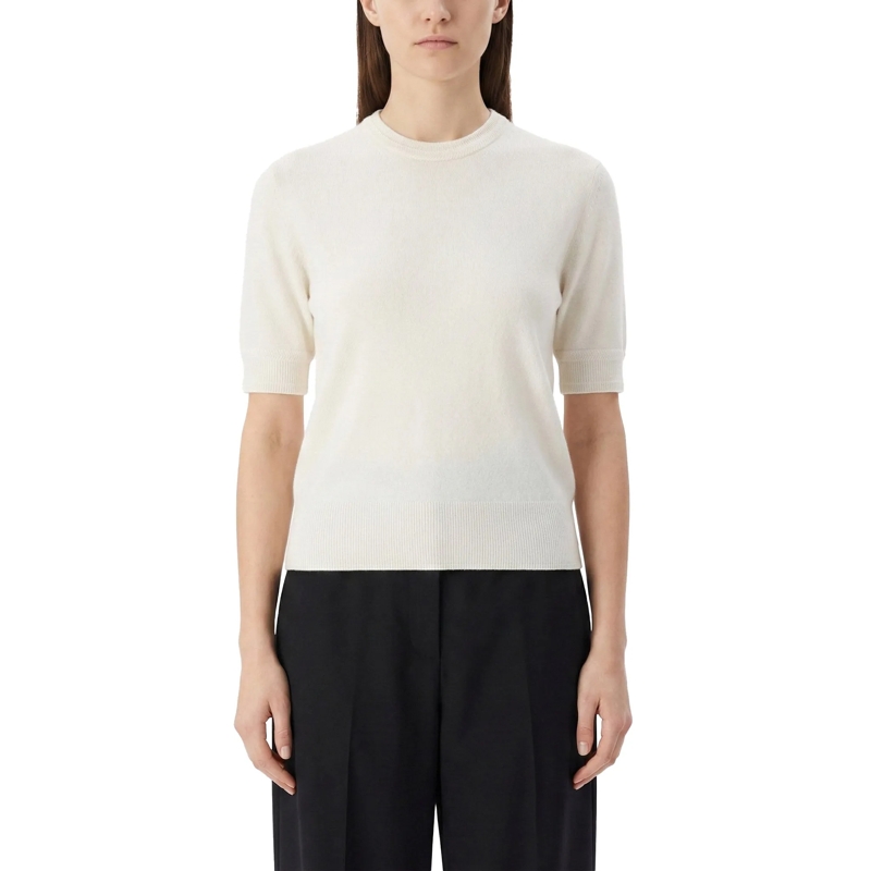 Jil Sander Pullover Kurzarmpullover aus Schurwolle weiß(Image 2)