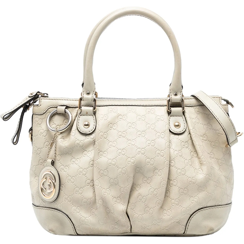 Gucci Sac à bandoulière Guccissima Sukey Satchel weiß