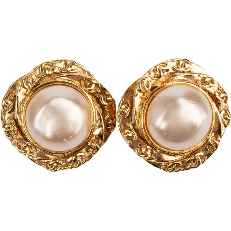 Chanel  Chanel Golden CC Pearl Earclips mehrfarbig